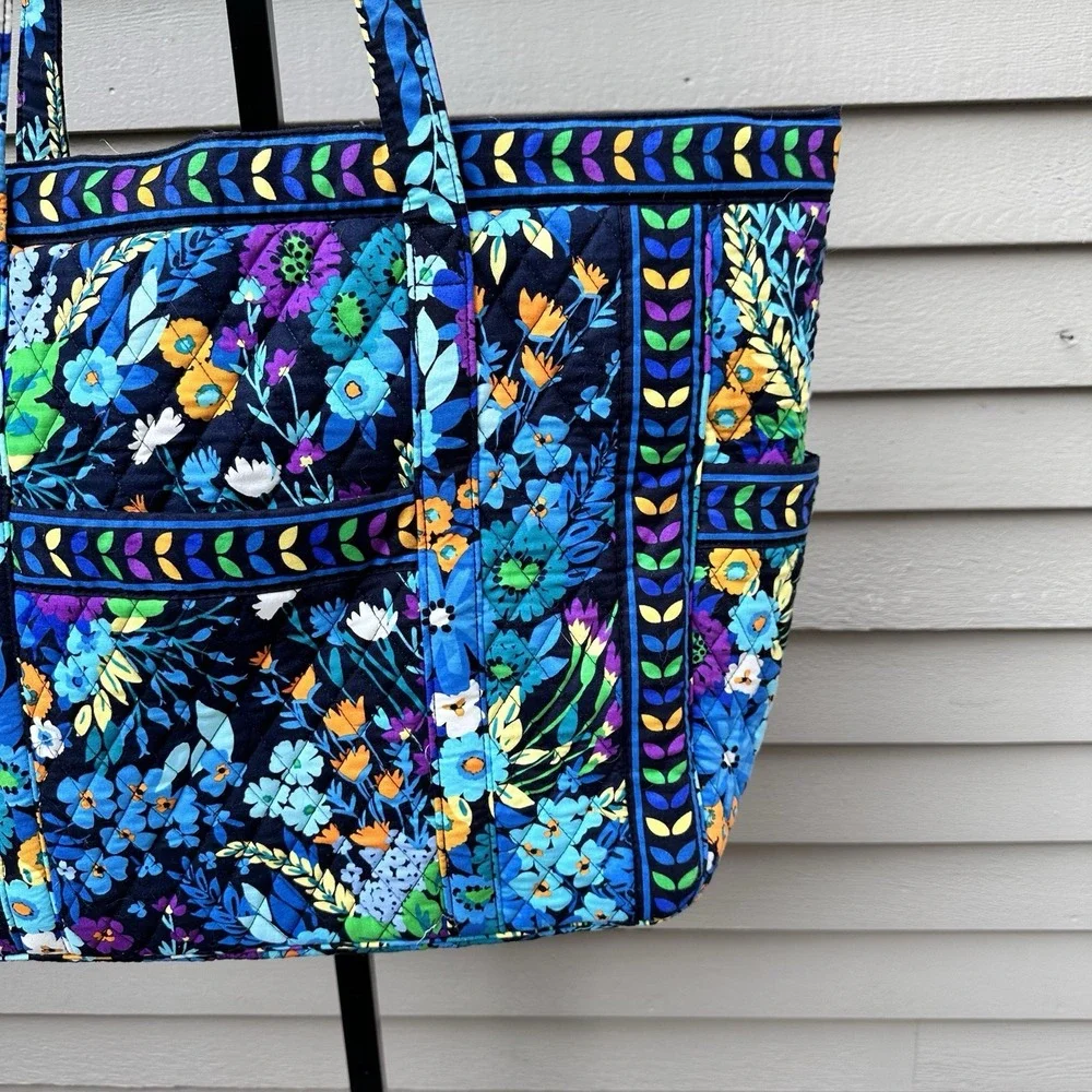 Vera Bradley Miller XL Tote Diaper Bag Midnight Blues Floral Travel Shoulder Bag